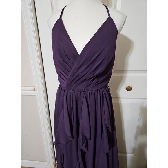 White by Vera Wang Formal Gown Sz. 6 Amethyst Ruffles Lining Floor Length Bridal - Picture 2 of 16